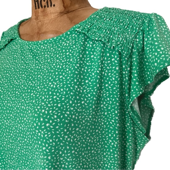 Adrianna Papell Green Pattern Blouse Like New! - Picture 4 of 9